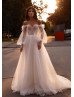 Ivory Lace Tulle Sparkle Beaded Wedding Dress